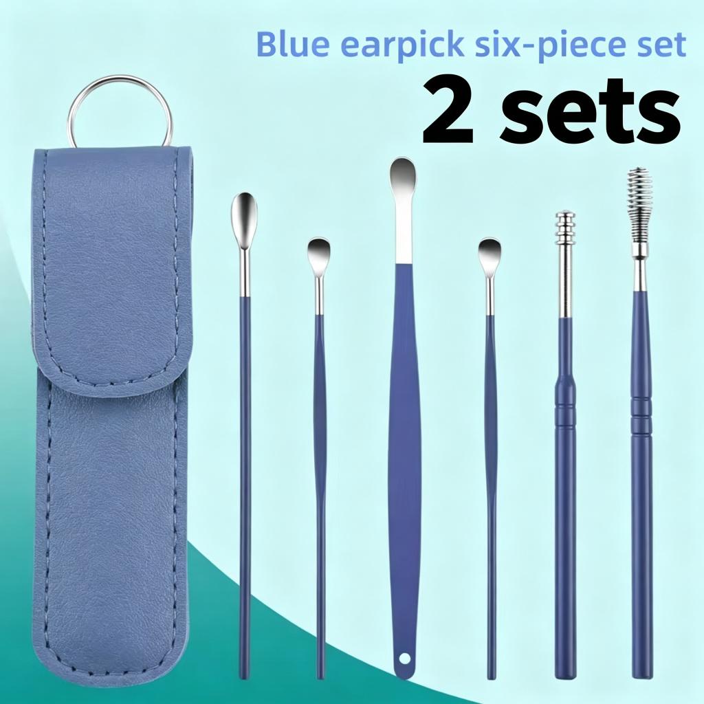 Ear Cleaning Tool Stainless Steel Ear Pick Kit &1Pc Storage Bag Earwax Remover Tool