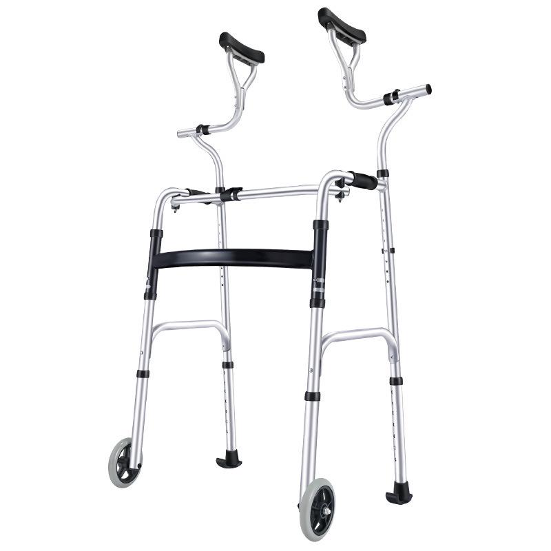 Elderly Walker with Wheeled Trolley and Handrail for Assisted Walking and Lower Limb Training