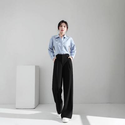 Black Loose High-waisted Wide-leg Pants Autumn New Pants Women's Summer Commuter Drape Suit Pants