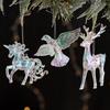 Christmas Tree Ornament Snowflake Deer Bird Icicle Design Sparkling Hanging Decoration Festive Holiday Season Home Decor