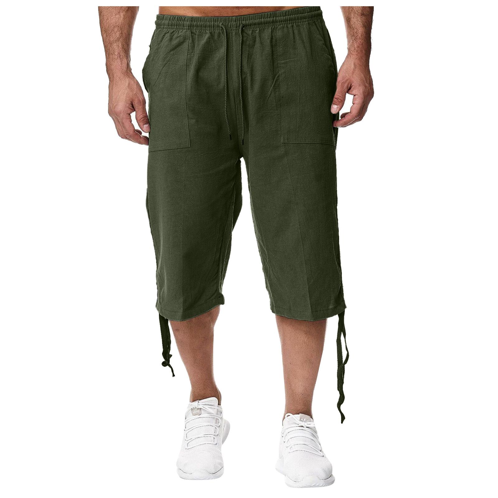 

Men Home Outdoor Fashion Casual Basic Loose Breathable Quick-drying Pants XXXL зелений