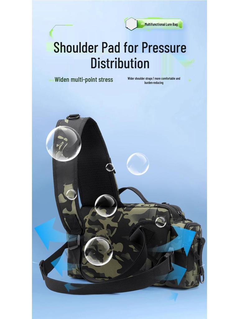 Men's Tactical Multi-Functional Fishing Waist Bag - Large Capacity, Waterproof, Single Rod Storage, Cross-Body Outdoor Backpack