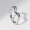 Women Finger Ring V-Shaped Curved Geometric Adjustable Fit Open Ring Stainless Steel Texture Architecture