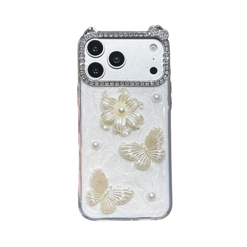 Epoxy 3D Rose Butterfly Phone Case for iPhone 17Pro Max, 16, 13, 12