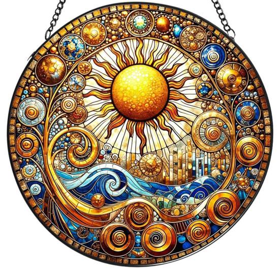 Gekleurd Glas Raam Hangdecoratie Rond Zonenvanger Paneel Huis Kantoor Woonkamer Tuin Binnenplaats Venster Hangend Ornament