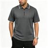 Men's Short Sleeve Polo Shirt with Zipper Collar Classic Fit Lightweight Knit Top for Everyday Wear