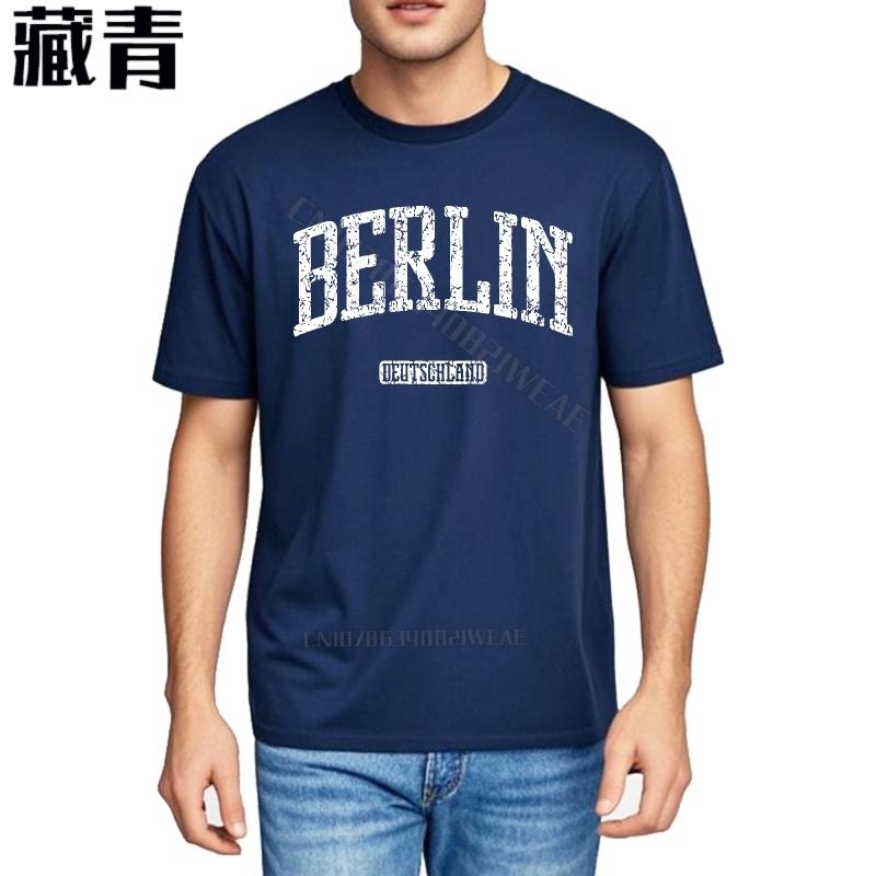 Unisex T-Shirt Weiches Mode-T-Shirt Berlin Aufdruck Auf Schwarzem Shirt Reisen Unisex-T-Shirt Hiphop Klassisches T-Shirt Kurzarm
