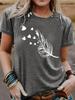 Blue Feather & Hearts Women's Tee - Delicate Graphic, Soft Romantic Print for Casual Daily Wear