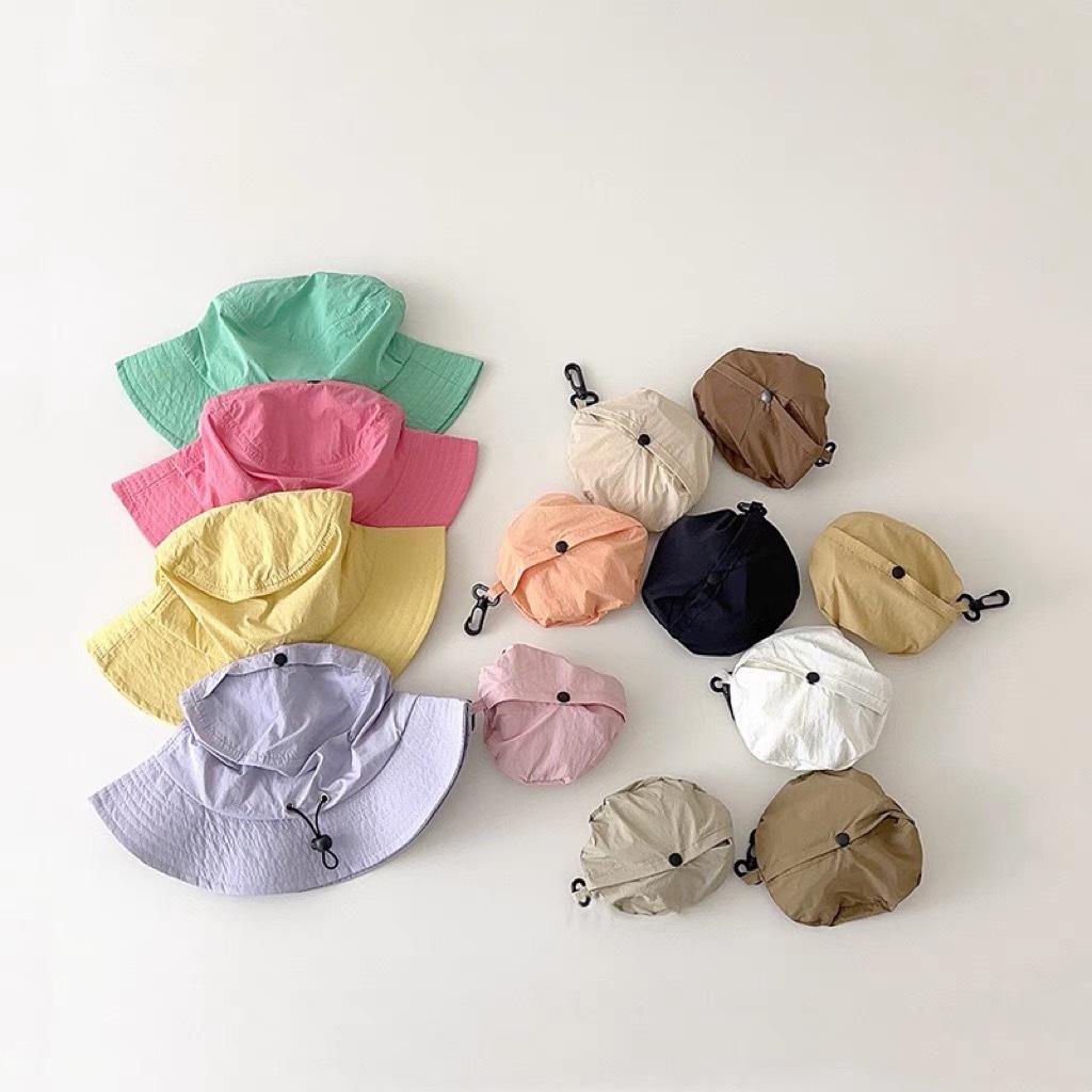 Kids Solid Quick Dry Bucket Hat Spring Summer Wide Brim Sun Protection Foldable Candy Outdoor Fishing Cap
