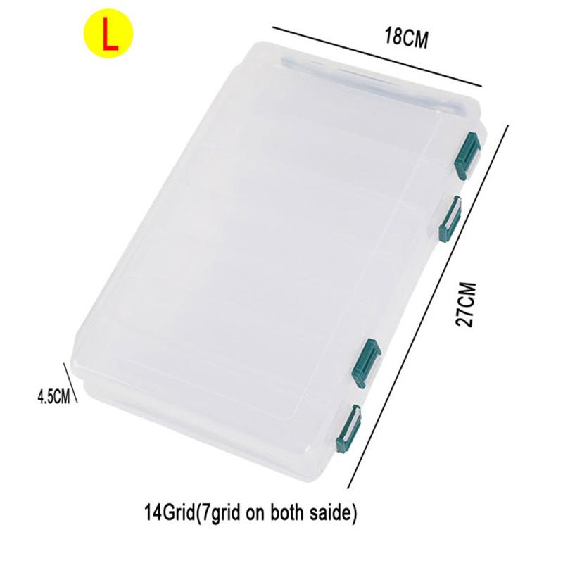 Angelbox mit 14 Fächern, Angelzubehör, Köderhakenboxen, Aufbewahrung, doppelseitig, hochfest, Angelköder-Tackle-Box