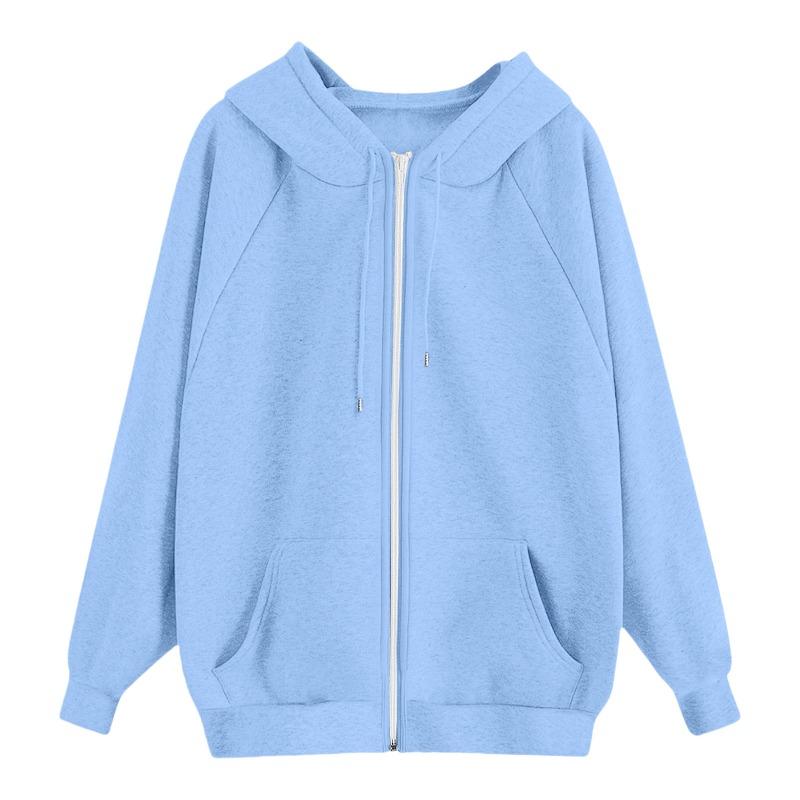 Women's Hooded Sweatshirts Autumn New Lazy Style Casual Loose Zipper Women's Sweatshirts Jackets Fashion Solid Color Streetwear Female Hooded Coats