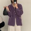 Women's Mid-Length V-Neck Mink Cashmere Cardigan Coat - Autumn/Winter