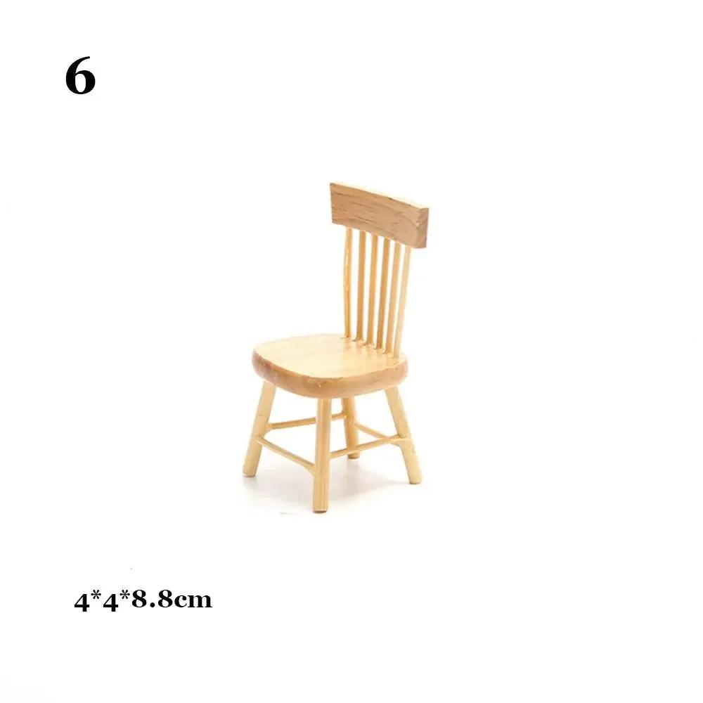High Quality 1/11 Dollhouse Miniature Doll House Decoration Simulation Chair Table Furniture Toys Wooden Table