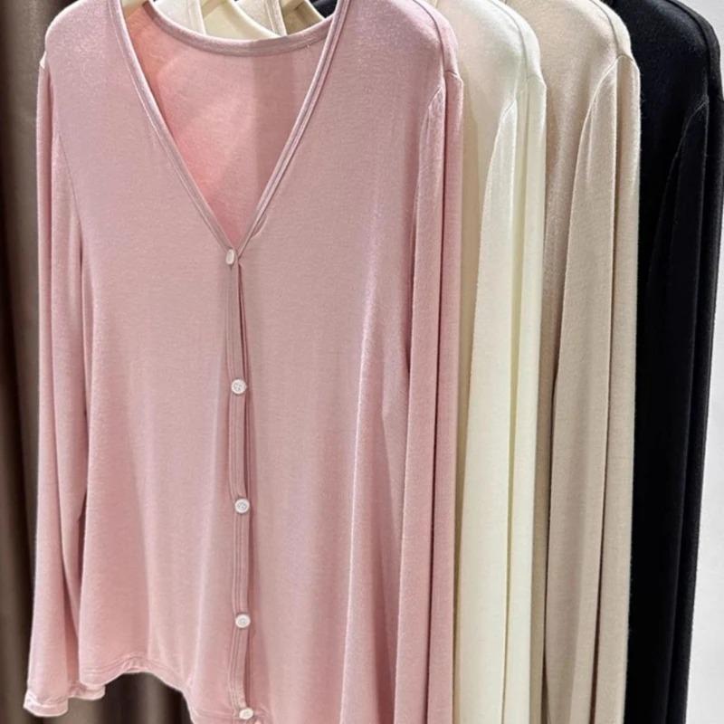 Women's Summer Shawl Sun Protection Clothes Spring Autumn Matching Camisoles V Neck Cardigans Thin Jackets