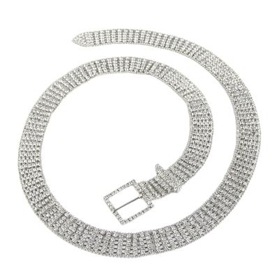 Elegant Full Rhinestones Belt for Women Square Buckle Corset Belt for Evening Party Dresses Wedding Bride Waist Ornament