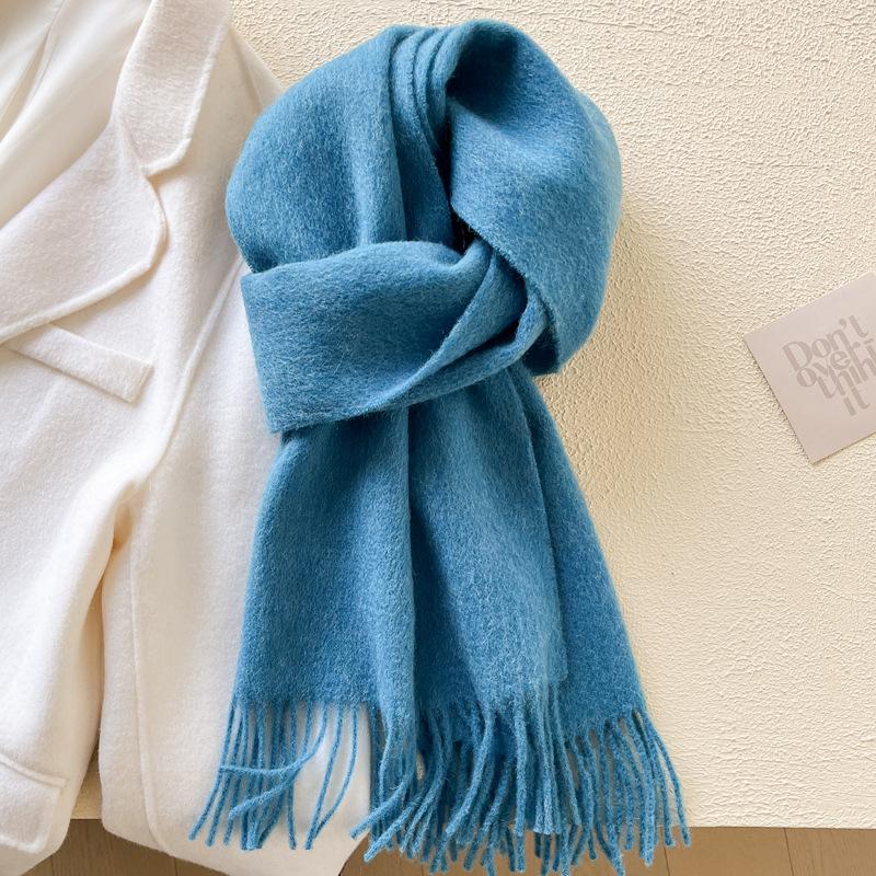 White Pure Scarf Women's Winter Korean Versatile High-end Sense Thickened Couple Scarf Dual-purpose High-end Gift