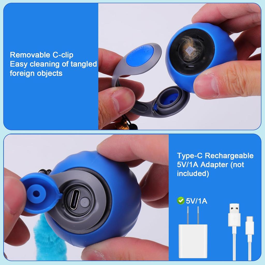 Interactive Cat Toy Ball - Automatic Interactive Cat Toys for Indoor, Rechargeable Cat Enrichment Toys for Small/Medium/Large Cats To Keep Them Busy