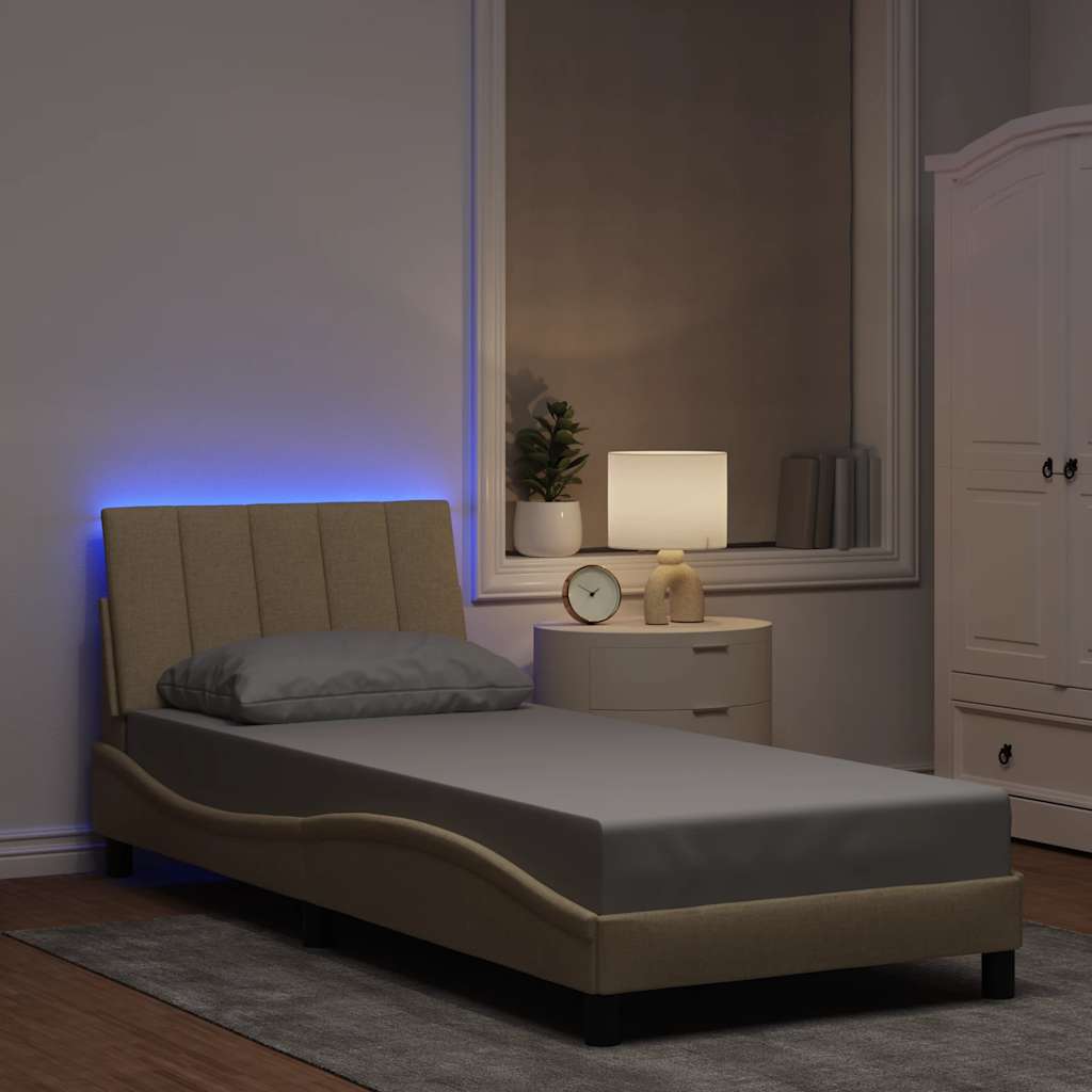 Bed Frame without Mattress  Hanko  Cream 80x200 cm Fabric