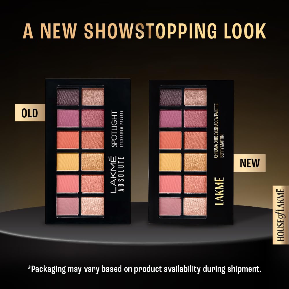 Lakmé Glitterati Chroma Chic Eye Shadow Palette, Highly Pigmented, Shimmery, Lightweight, Sundowner|| 12 g