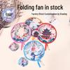 Custom Folding Reflective Frisbee Fan - Portable Round Fan, Oxford Cloth Polyester