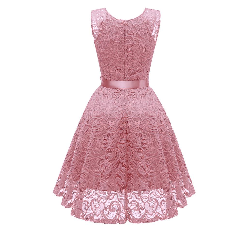 Women Vintage Princess Floral Lace Cocktail V-Neck Party Aline Swing Dress