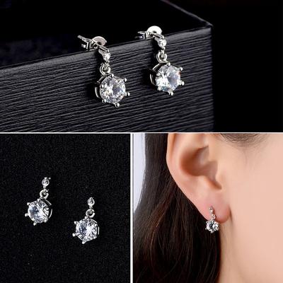 Doppelblumen-Ohrringe für Damen Kurze Ohrringe Zirkonia-Ohrringe Schmuck Antiallergisch