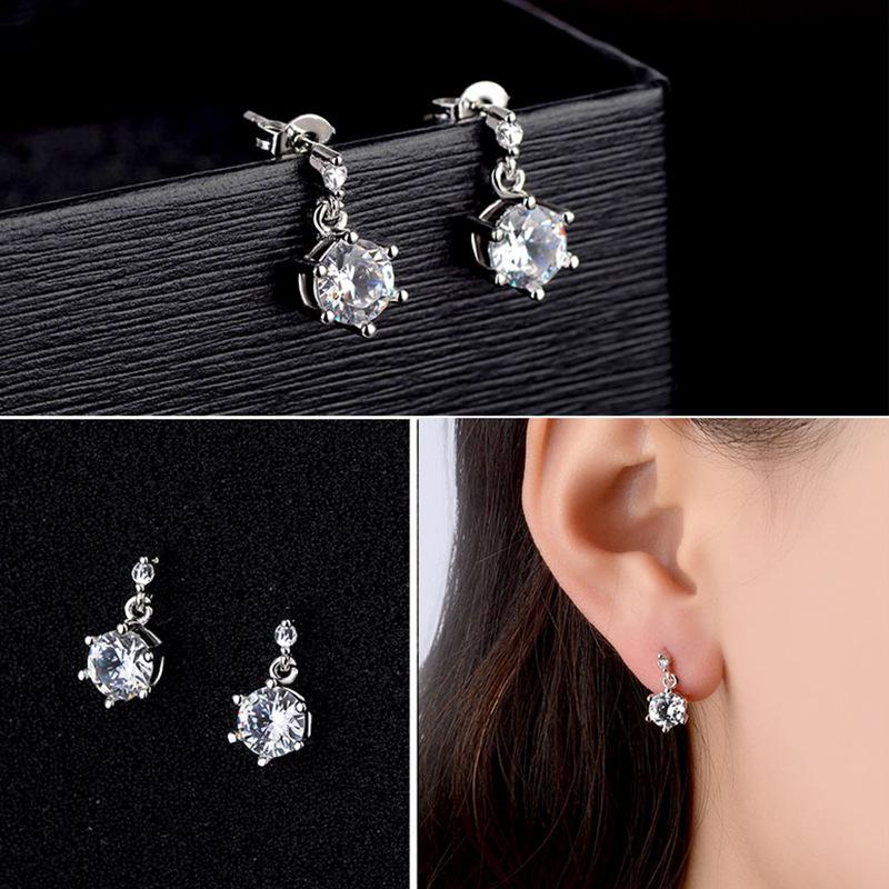 

Серьги-пусеты с двумя цветами для женщин, короткие серьги, серьги с цирконами, ювелирные изделия, гипоаллергенные