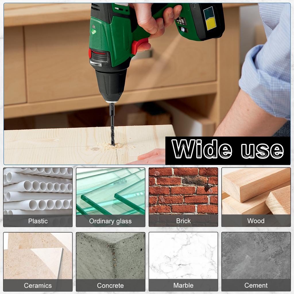 5/6/8mm Cross Hex Drill Bit Cross Hexagon Concrete Drill Bit Set for Concrete Porcelain Tile Glass Metal Wood Hole Saw Triangle
