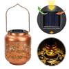 LED Hollow Iron Decor Light Warm Light Wrought Iron Solar Light Hollowed Hanging Light for Patio Yard Lawn Backyard Decor