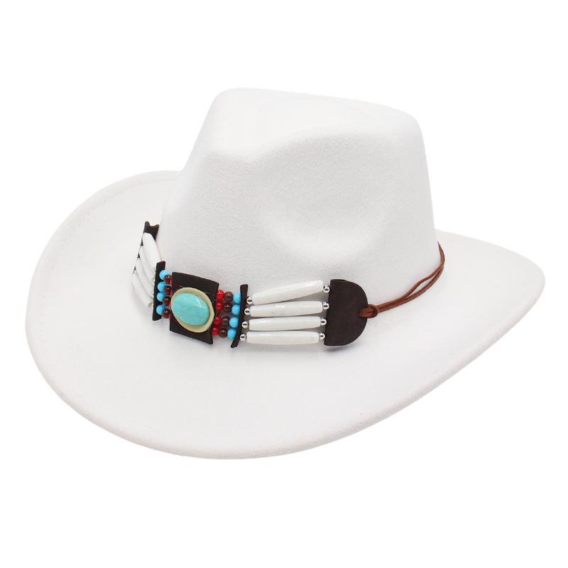 Ethnic Style Western Cowboy Hat Curled Tweed Hat Tibetan Top Hat