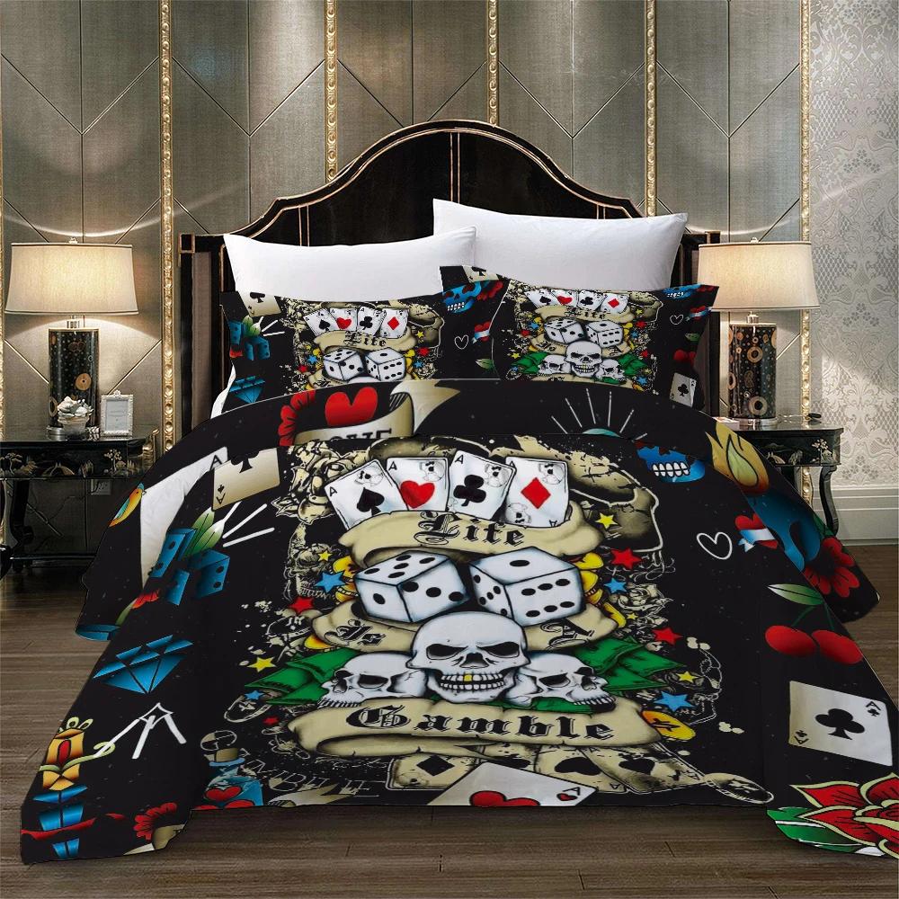 Totenkopf Bettwäsche Diamant Queen Bettdeckenset Luxus Bettwäsche 3D Totenkopf Bettbezug Set Super King Queen Bettdecken und Bettwäschesets