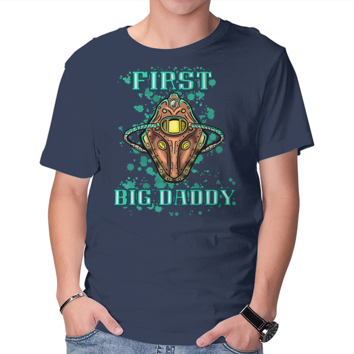 Unisex Crew Neck T-Shirt First Big Daddy Graphic Short Sleeve Casual Tee XS