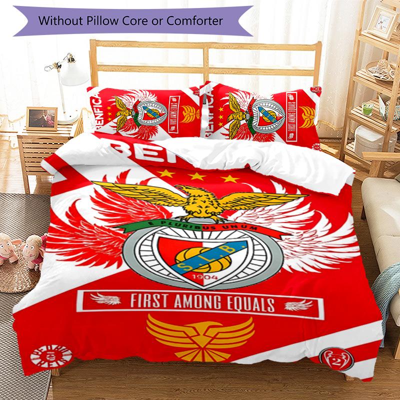 Benfica FC 3pcs Bedding Set Duvet Cover Closure Includes 1 Duvet Cover & 2 Pillowcases for All Seasons Bedroom Home Dorm Decor