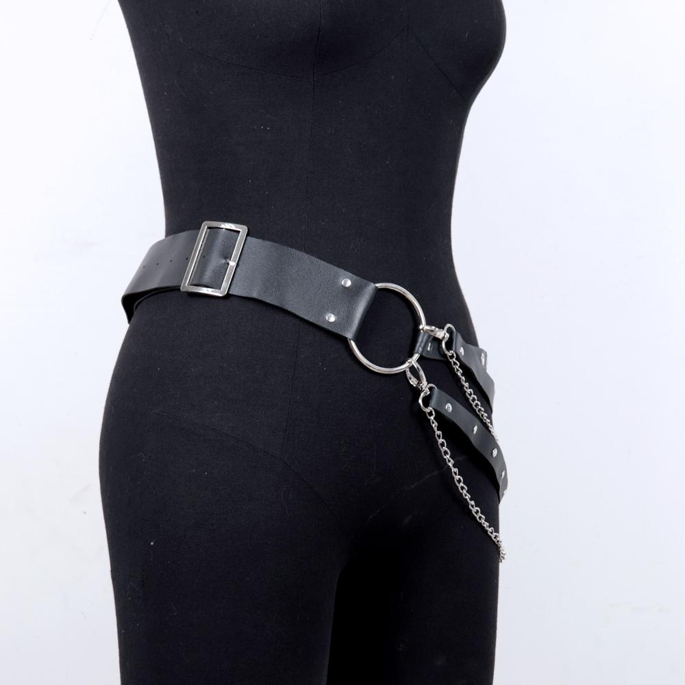 Women Party Belt Hip Hop Gothic Chain Rivet Multi Straps Decorative Faux Leather Punk Pants Matching Waist Strap Clothes Accesso