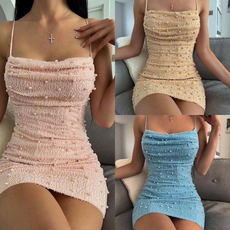 Sexy Party Dress European and American the Same Model as Online Celebrity Birthday Party Sexy Gorgeous Sling Short Dress