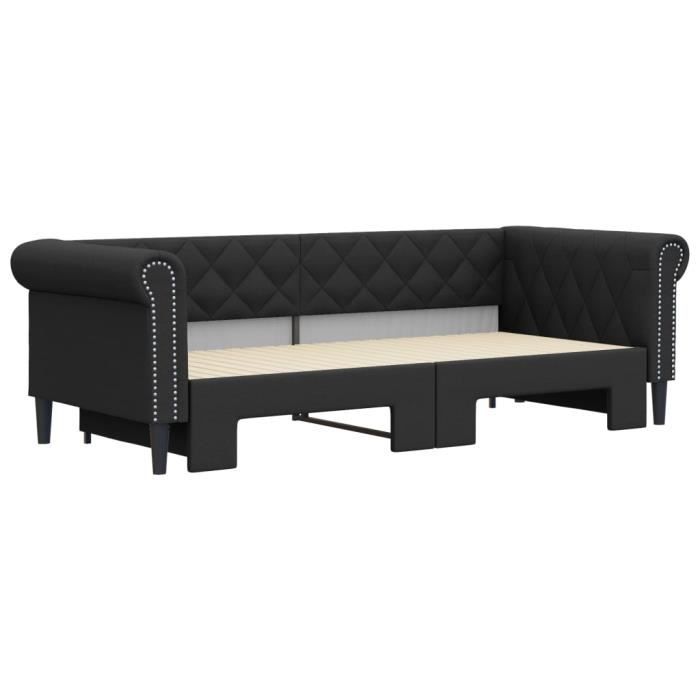 VidaXL Daybed with Pull-out Bed Black 90x200 Cm Faux Leather 3197723