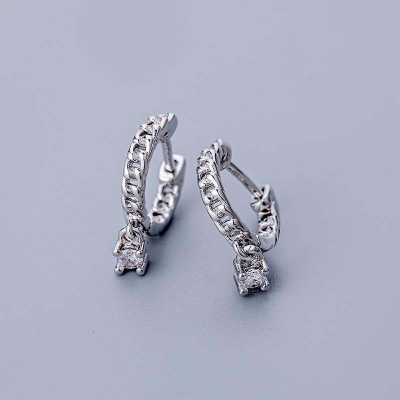 ANENJERY Mode cubique Zircon croix étoile lune pendentif boucles d'oreilles pour femmes or argent couleur boucle d'oreille bijoux Pendientes