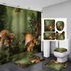 Fantasy Forest Fabric Shower Curtain Set Night Mysterious Jungle Full Moon Lake Vine Mushroom Butterfly Fairy Tale Bathroom Set