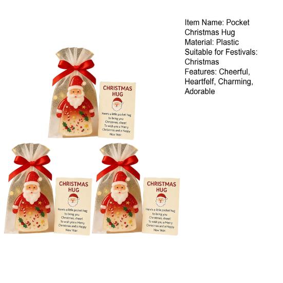 Little Pocket Christmas Hug Cute Mini Resin Santa Claus Ornaments with Encouragement Cards Pocket Hug Card Gift for Family Friends