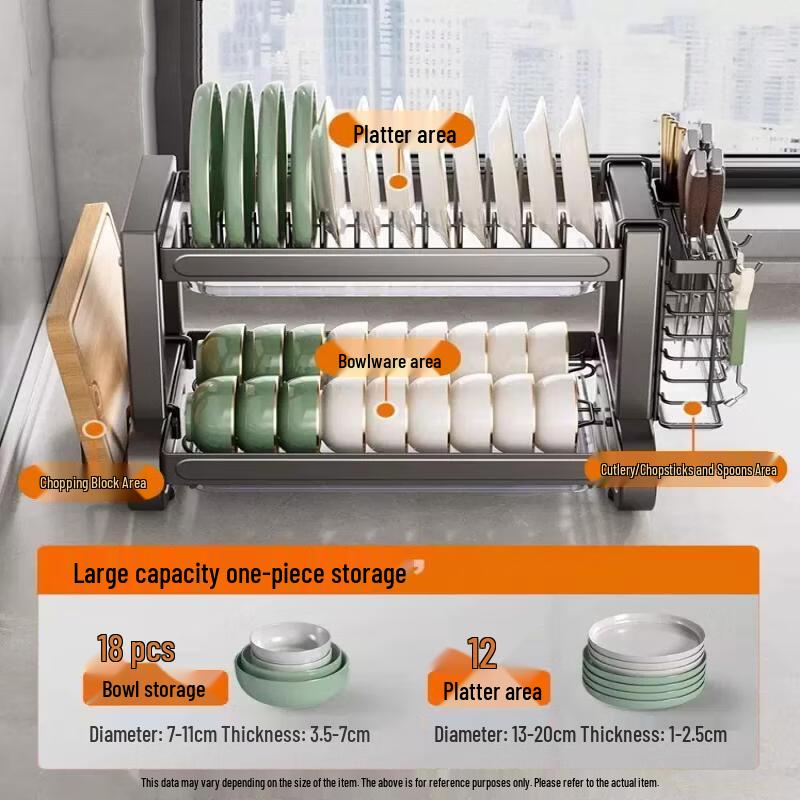 YouShu Multi-functional 2-Tier Dish Drying Rack