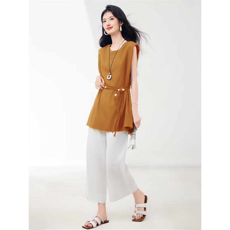Women's Summer Sleeveless Shirt & Wide-Leg Pants Set