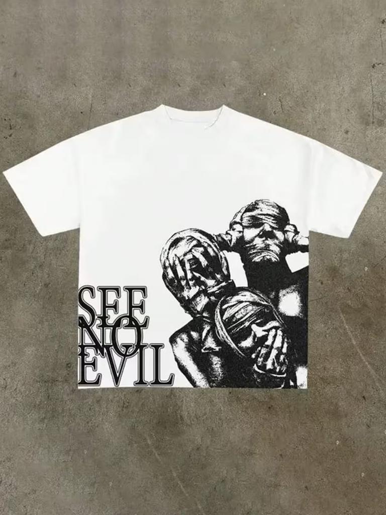New ArrivalGraffiti Face TShirtY2k Style Loose Fit Crew Neck DesignCasual And FashionableSuitable For Both Unisex And Unisex