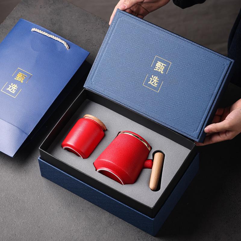 Ceramic Water Cup With Filter Tea Separation Tea Cup Mid-Autumn Festival National Day Teachers' Day Souvenir Lettering