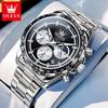 OLEVS Brand Luminous Calendar Waterproof Business Fashion Three Eye Six Pin Business Steel Band Men's Watch 2945