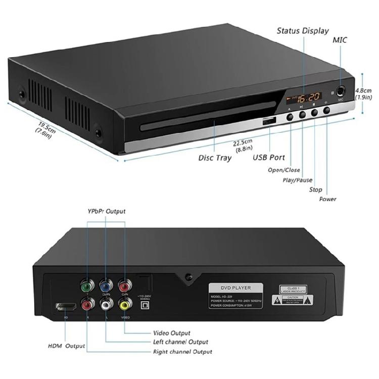 Functional DVDs Player for Any TV Connect via HDMIs or Video Offer 1080P Claritys USB Media Access for Dorm Room Office