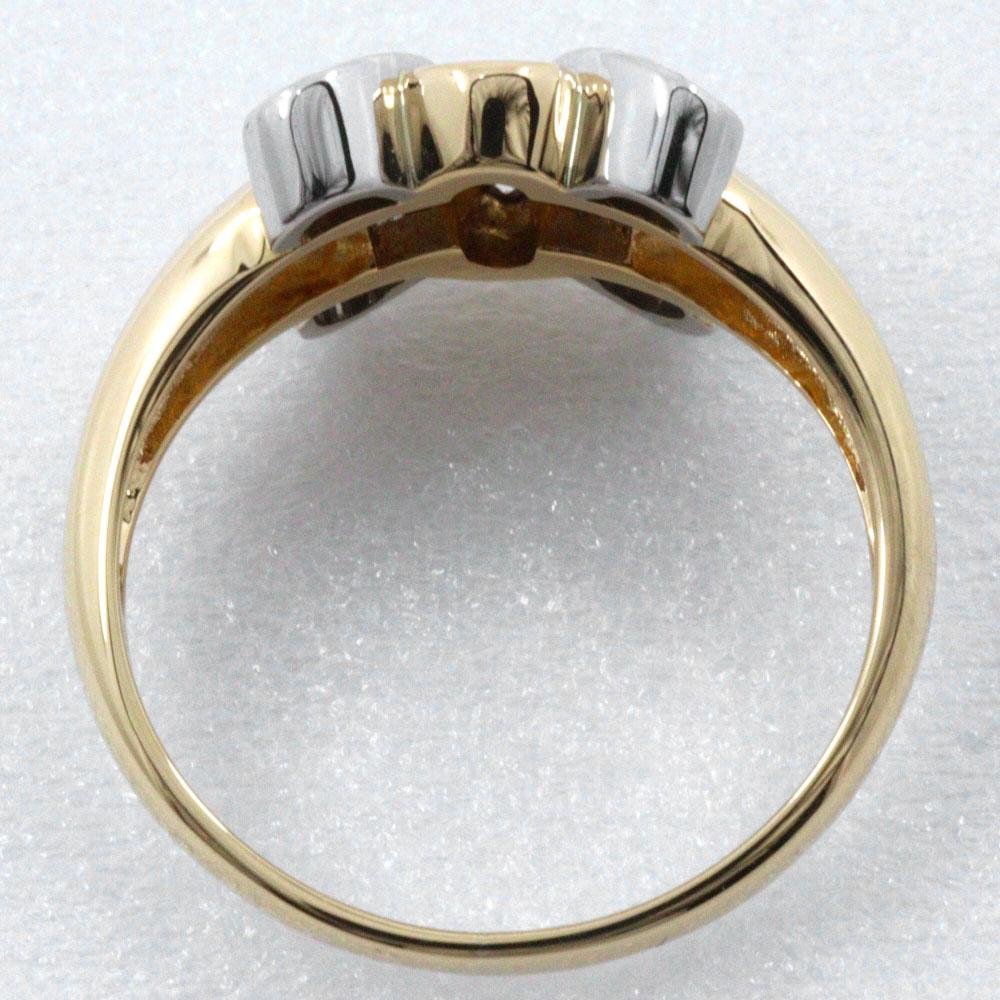 CELINE Macadam Ring K18 yellow gold/Pt900Platinum/diamond #5.8(US Size) 4.6g Women Used
