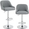 Set of 2 Bar Stools with Backrests. Swivel and Height-Adjustable. Faux Leather. Light Grey