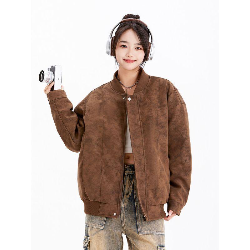 Wassup American Retro Lapel Leather Jacket for Men, Autumn and Winter New Trendy Brand Loose Suede Jacket Casual Jacket for Women