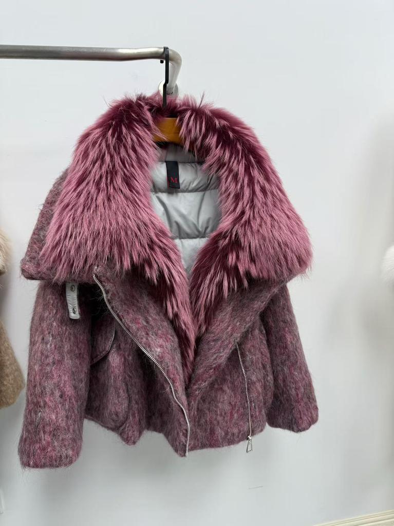 Winter explosion fox fur jacket big fur collar short thermal goose down jacket women