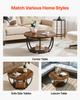 Coffee Table, Modern Round Coffee Table, 2 Tiers Wooden Circle Center Desk with Open Storage, Minimalist Sturdy Metal Frame Accent End Desk for Living